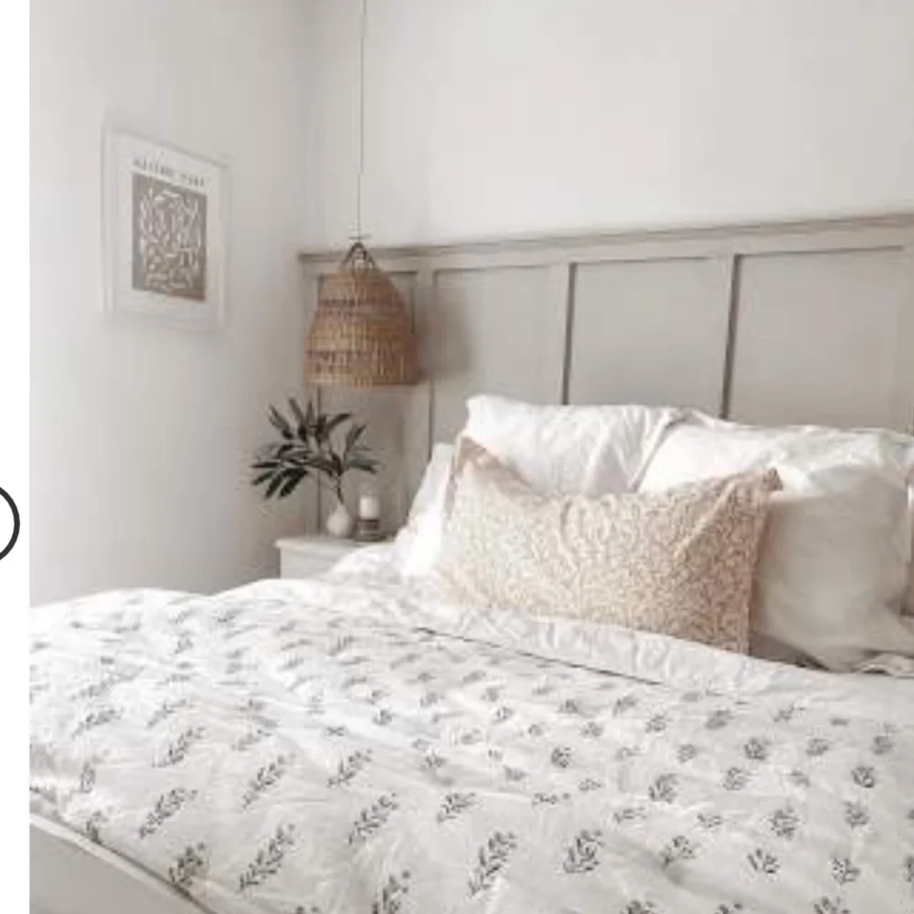 Lofty Cotton Slub Wood Block Floral Quilt White Studio McGee designed